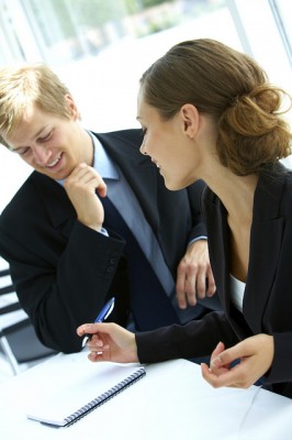 Businesswoman consulting a partner